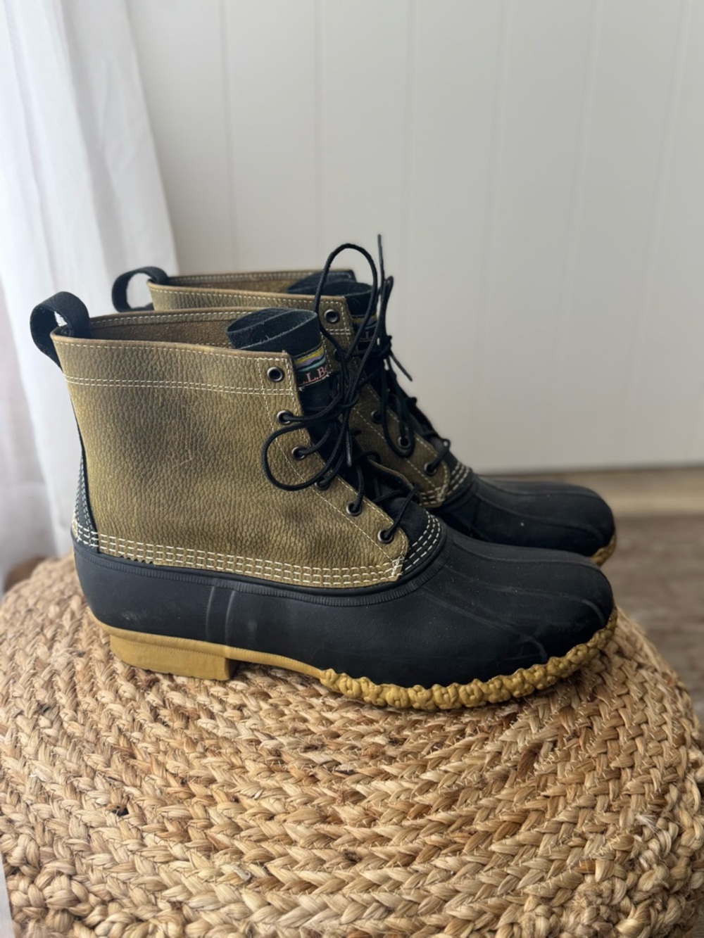 L.L. Bean Men's Waterproof Duck Bean Boot Lace Up Leather Ankle Size 14 OliveBlk - Picture 2 of 6